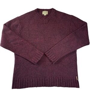 Y2K American Eagle V Neck Cable Knit Burgundy Wool Sweater Men's Size Medium